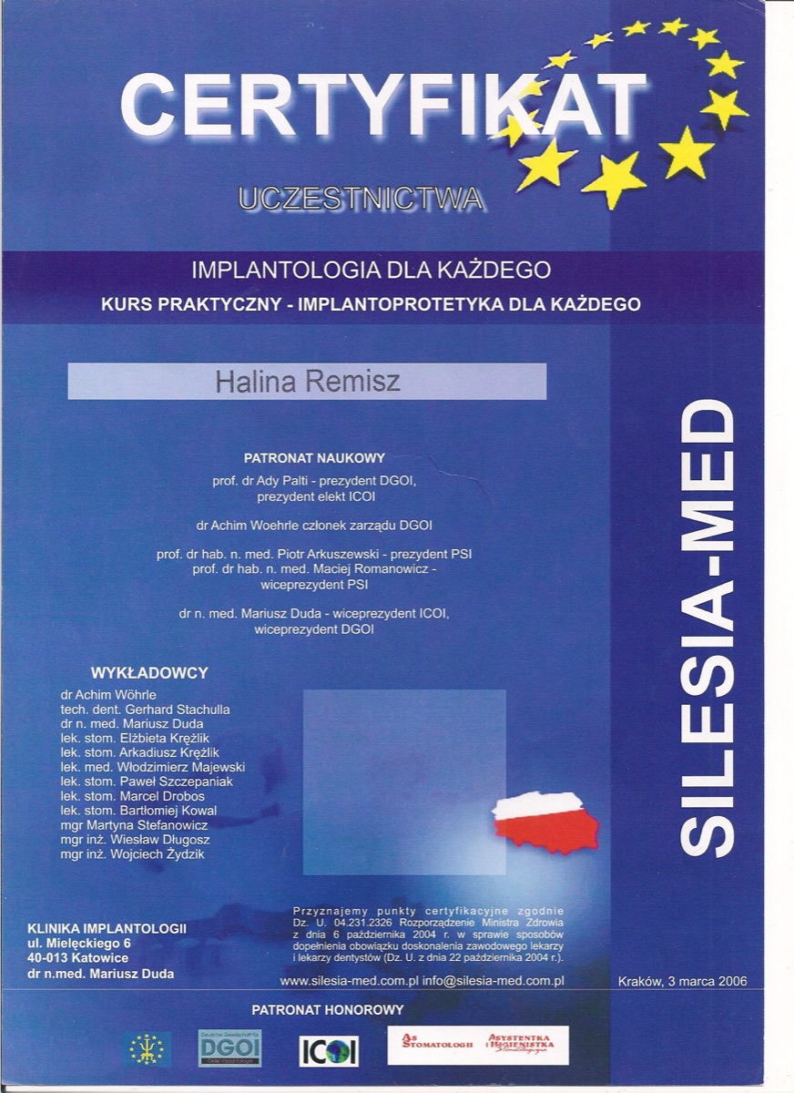 Certyfikat szkoleniowy - systemy CAD/CAM (2012)
